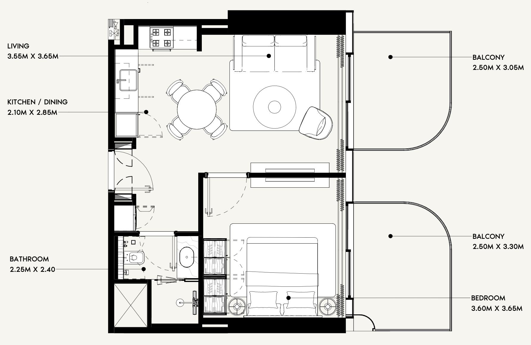 Floor plan — 1 BR