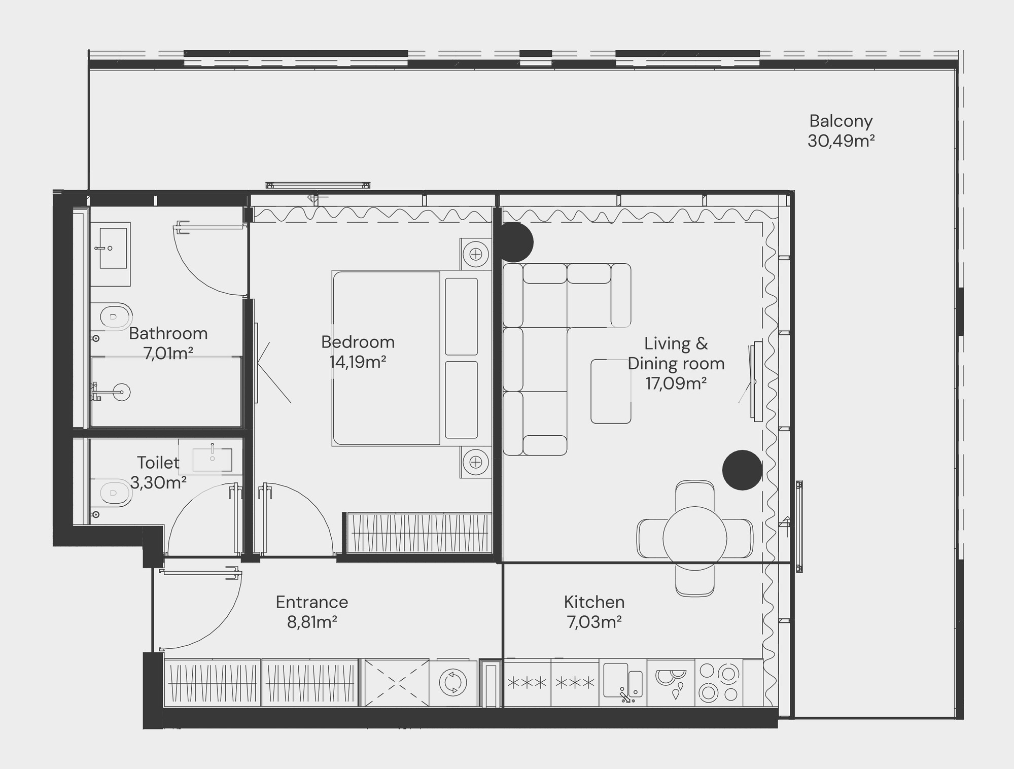 Floor plan — 1 BR
