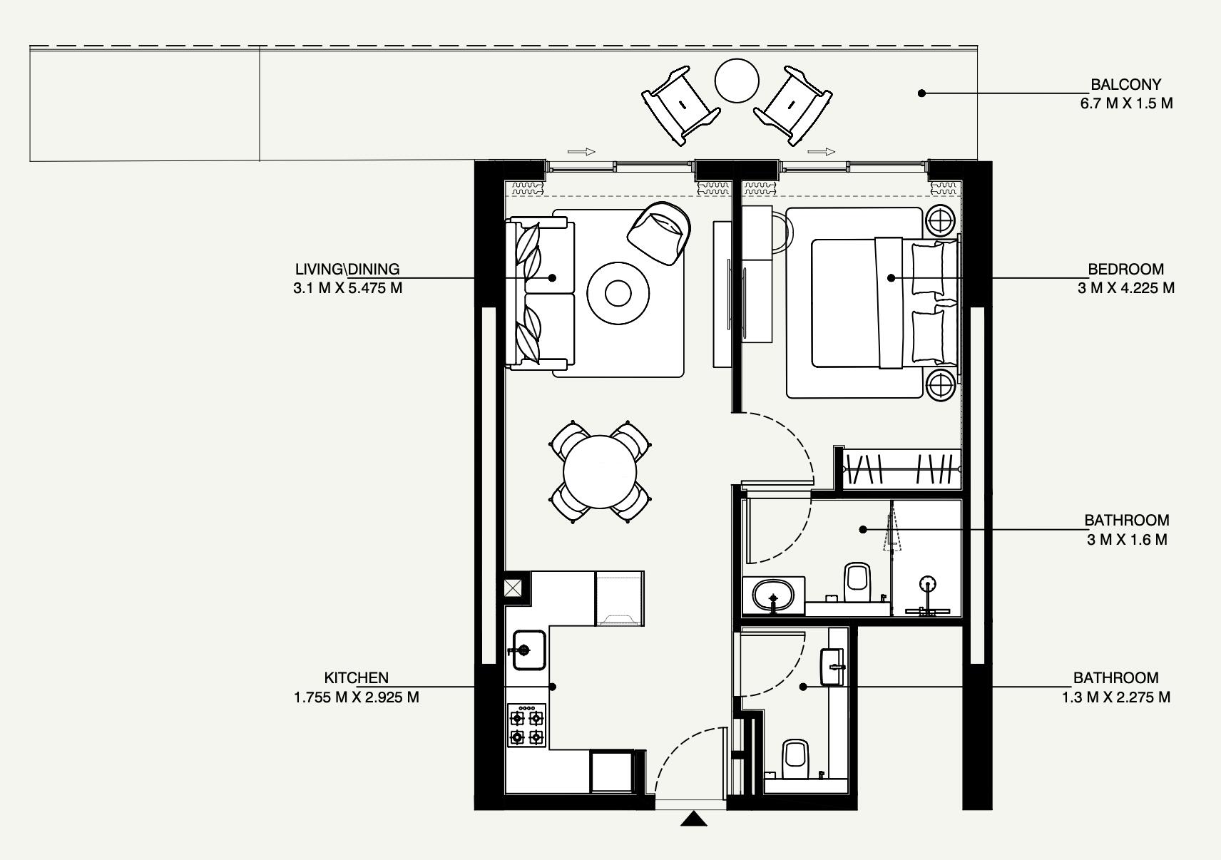 Floor plan — 1 BR