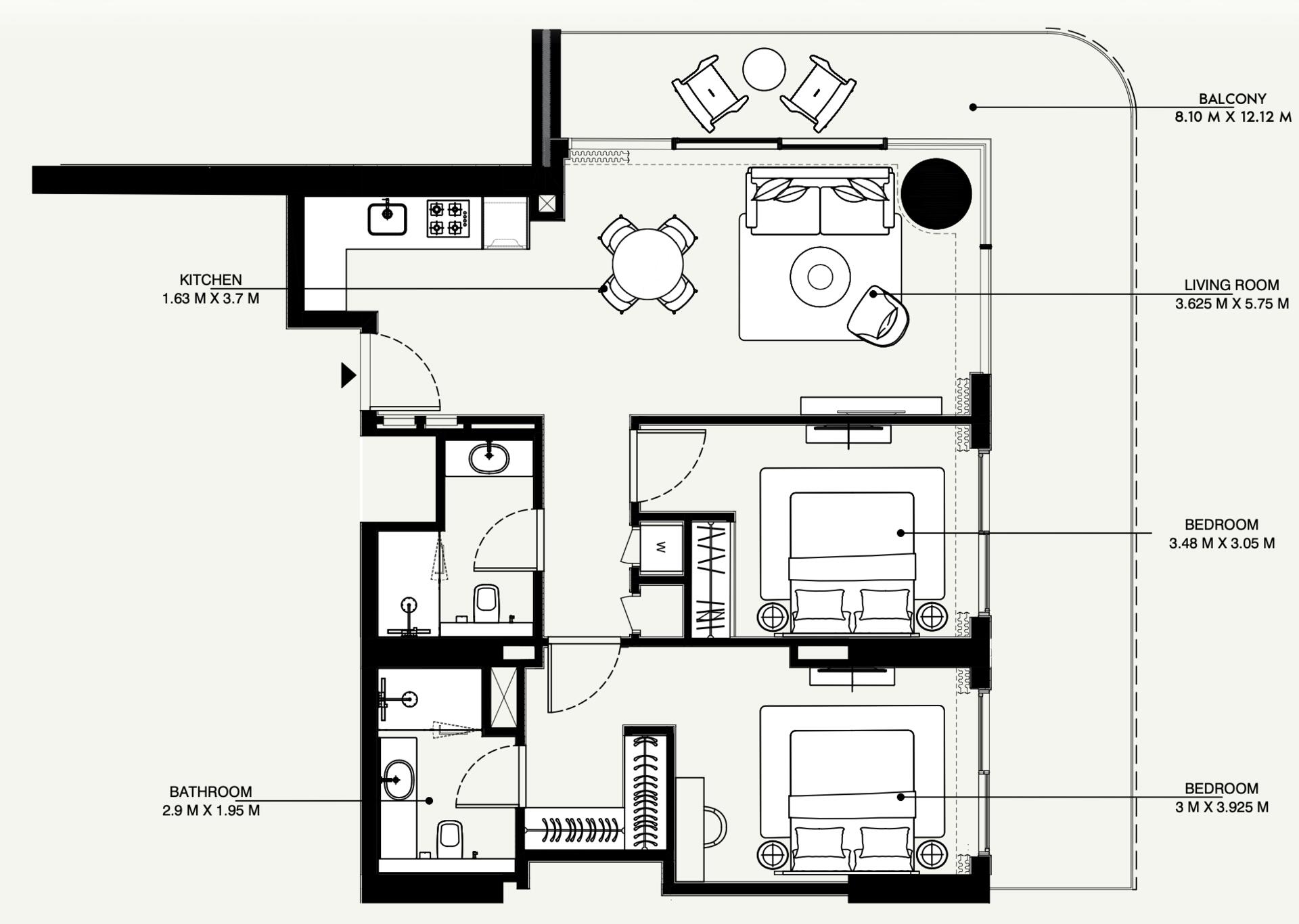 Floor plan — 2 BR