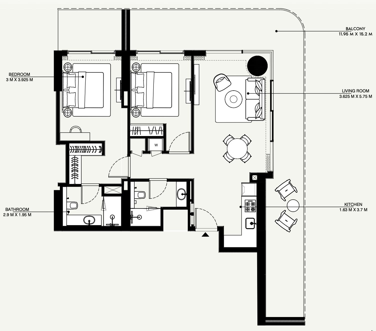 Floor plan — 2 BR