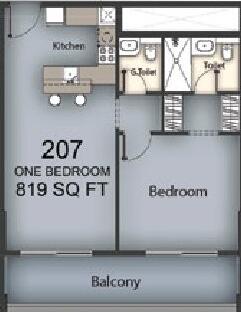 Floor plan — 1 BR