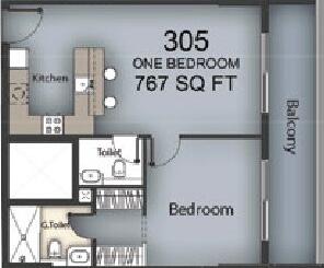 Floor plan — 1 BR