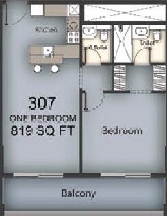 Floor plan — 1 BR