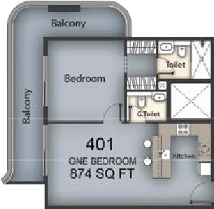 Floor plan — 1 BR