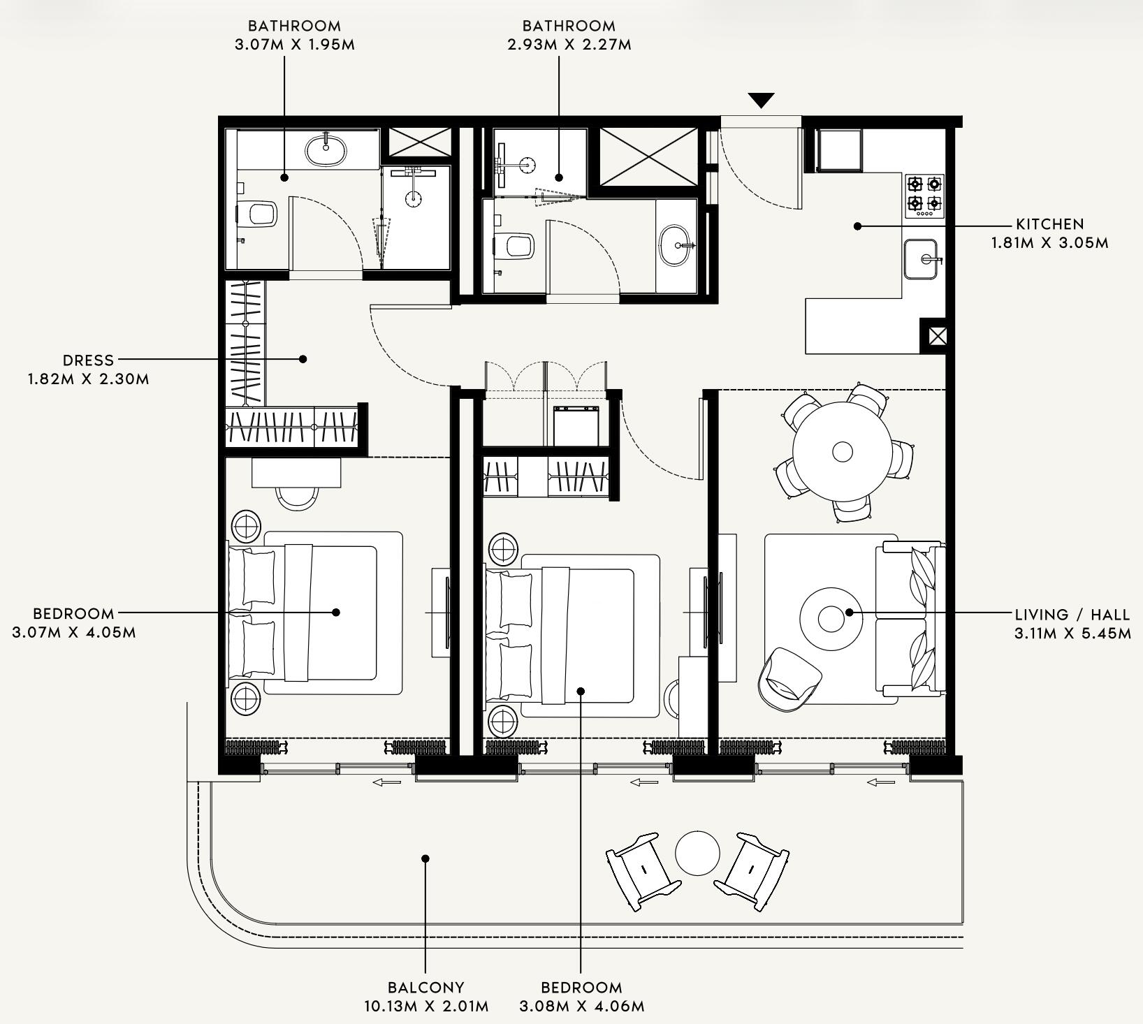 Floor plan — 2 BR
