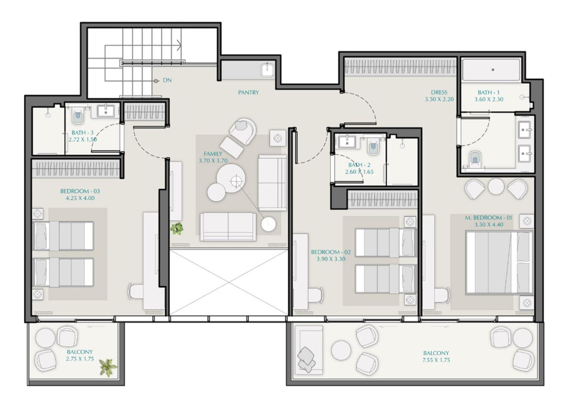Floor plan — 3 BR