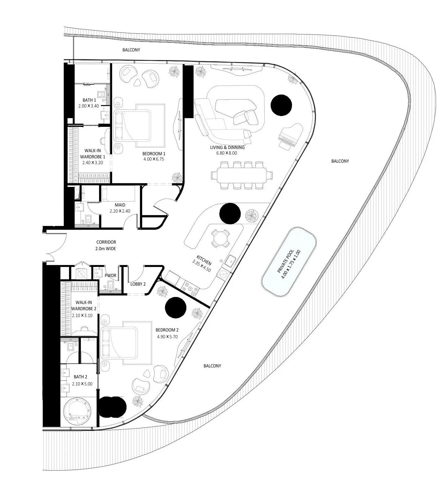 Floor plan — 2 BR