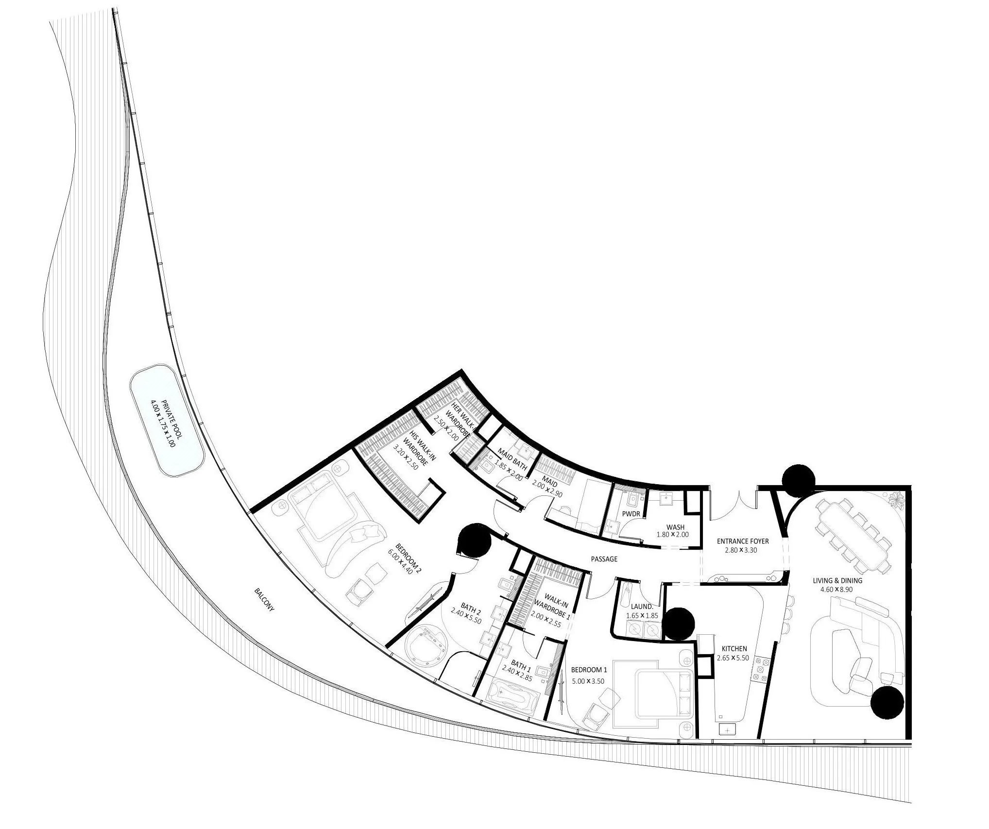 Floor plan — 2 BR