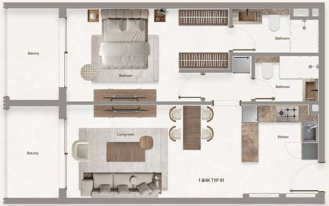 Floor plan — 1 BR