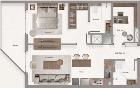 Floor plan — 1 BR