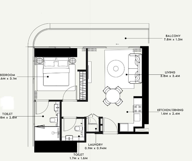 Floor plan — 1 BR