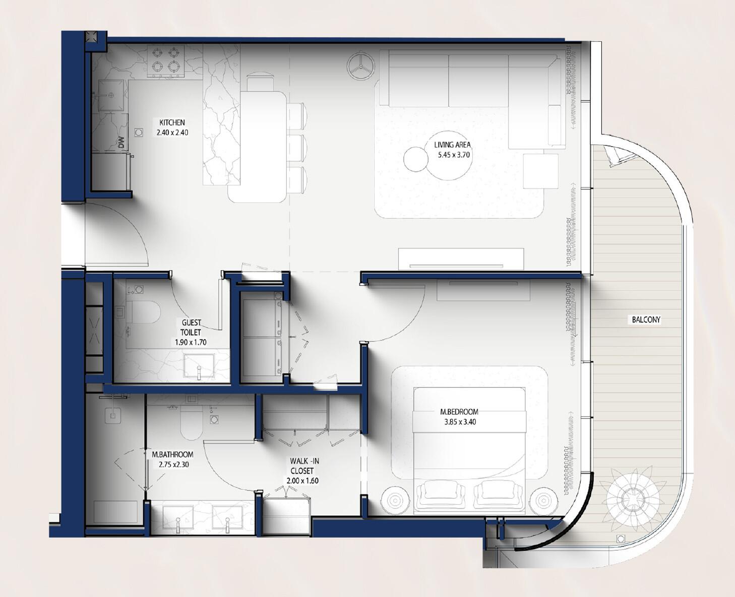 Floor plan — 1 BR