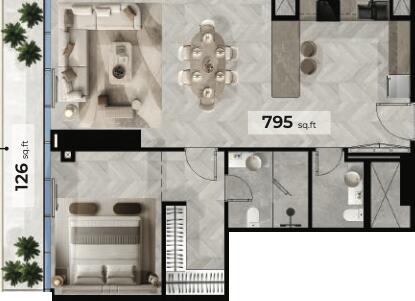 Floor plan — 1 BR