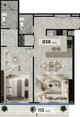 Floor plan — 1 BR