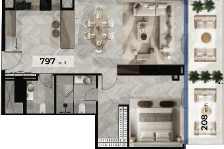 Floor plan — 1 BR