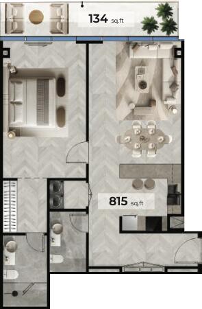 Floor plan — 1 BR