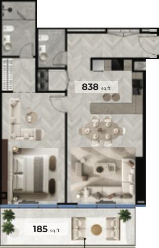 Floor plan — 1 BR