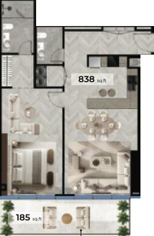 Floor plan — 1 BR