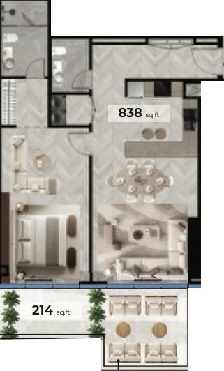 Floor plan — 1 BR