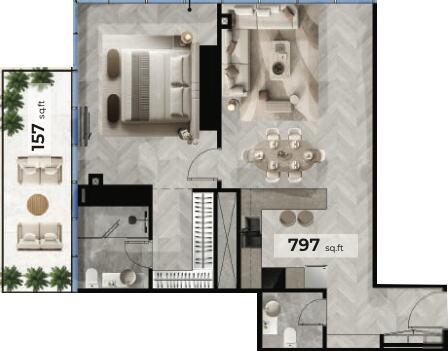 Floor plan — 1 BR
