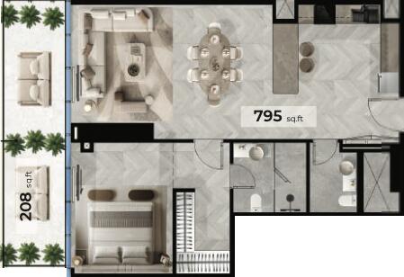 Floor plan — 1 BR