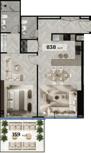 Floor plan — 1 BR