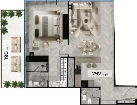 Floor plan — 1 BR