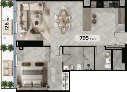 Floor plan — 1 BR