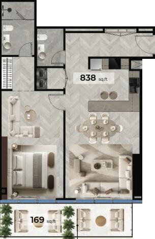 Floor plan — 1 BR