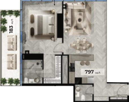 Floor plan — 1 BR