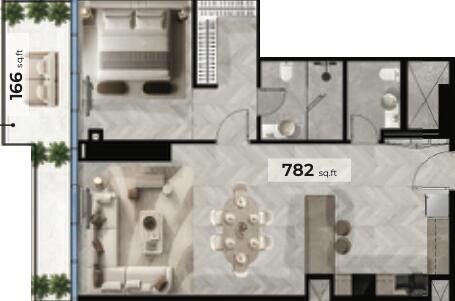 Floor plan — 1 BR