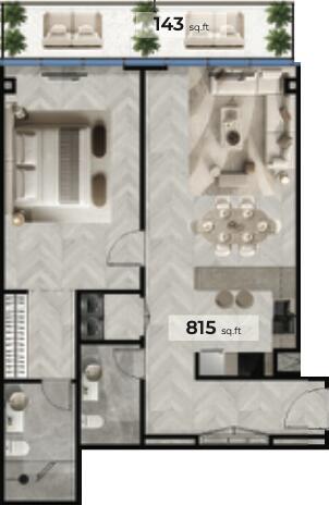 Floor plan — 1 BR