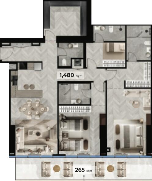 Floor plan — 2 BR