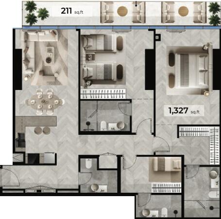 Floor plan — 2 BR