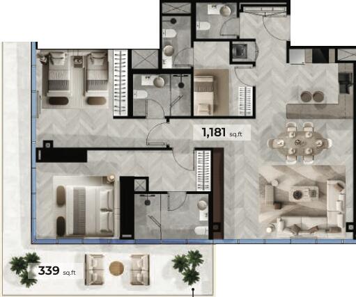 Floor plan — 2 BR
