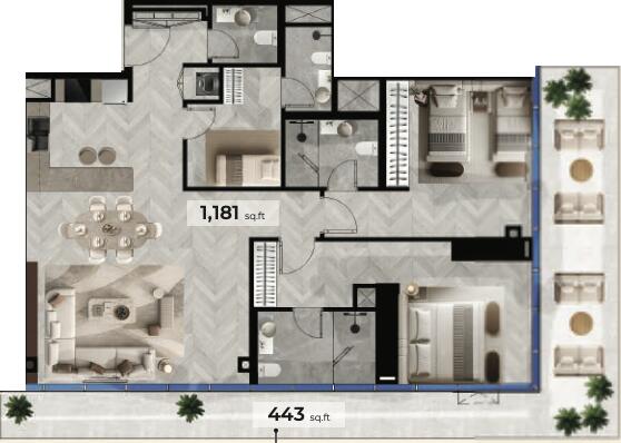 Floor plan — 2 BR