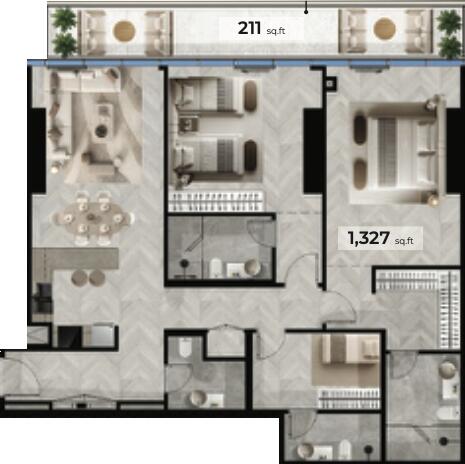 Floor plan — 2 BR