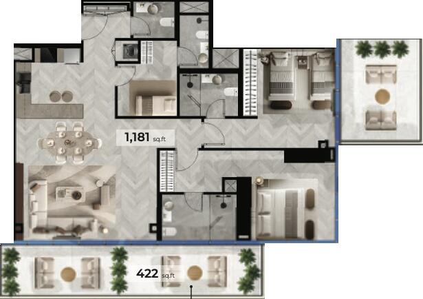 Floor plan — 2 BR
