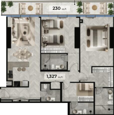 Floor plan — 2 BR