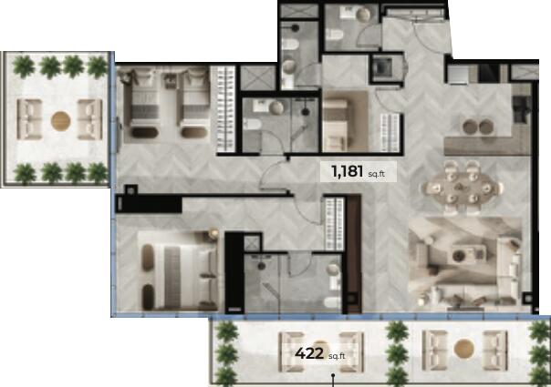 Floor plan — 2 BR
