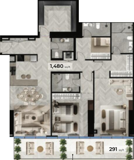 Floor plan — 2 BR