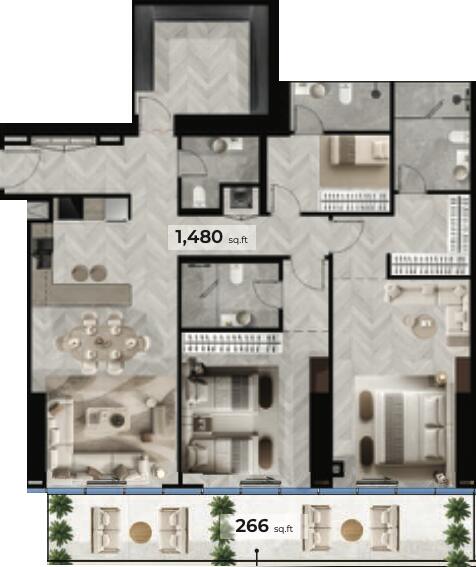 Floor plan — 2 BR