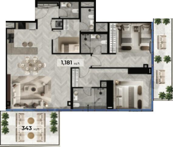 Floor plan — 2 BR