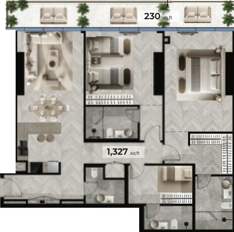 Floor plan — 2 BR