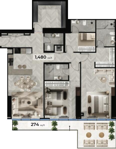 Floor plan — 2 BR