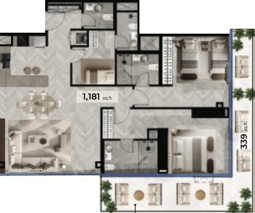 Floor plan — 2 BR