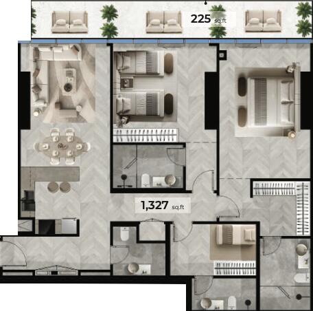 Floor plan — 2 BR