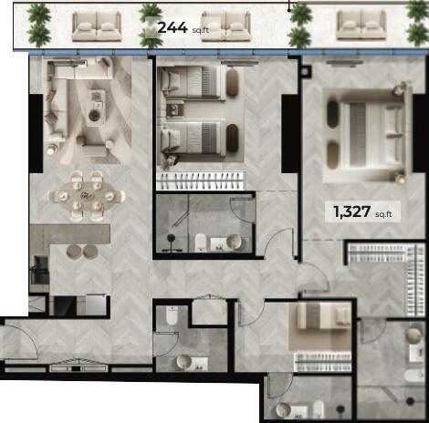 Floor plan — 2 BR