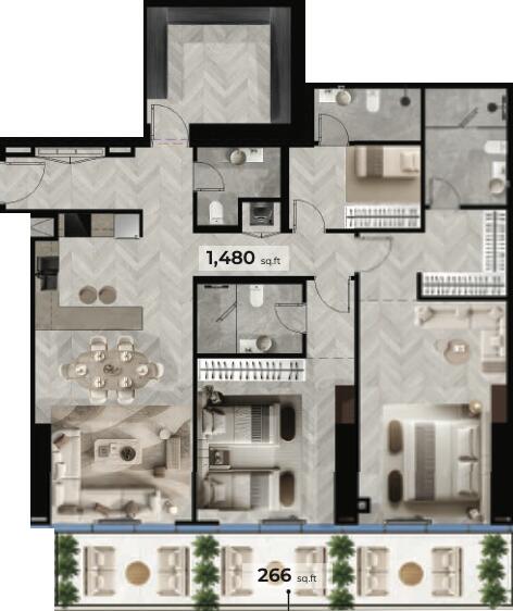 Floor plan — 2 BR